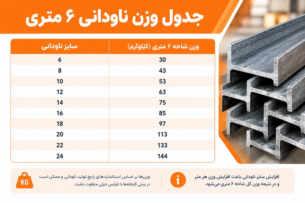 جدول وزن ناودانی